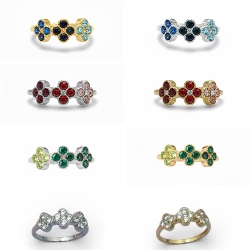 Anello Bloom Acciaio e Cristalli Design Raffinato con Motivi Floreali e Cristalli Scintillanti per Massimo Comfort e Versatilità