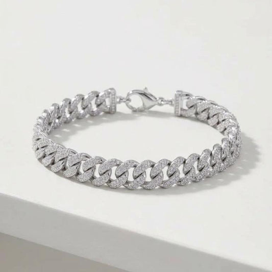 Bracciale Barbara maglia groumette in acciaio e zirconi