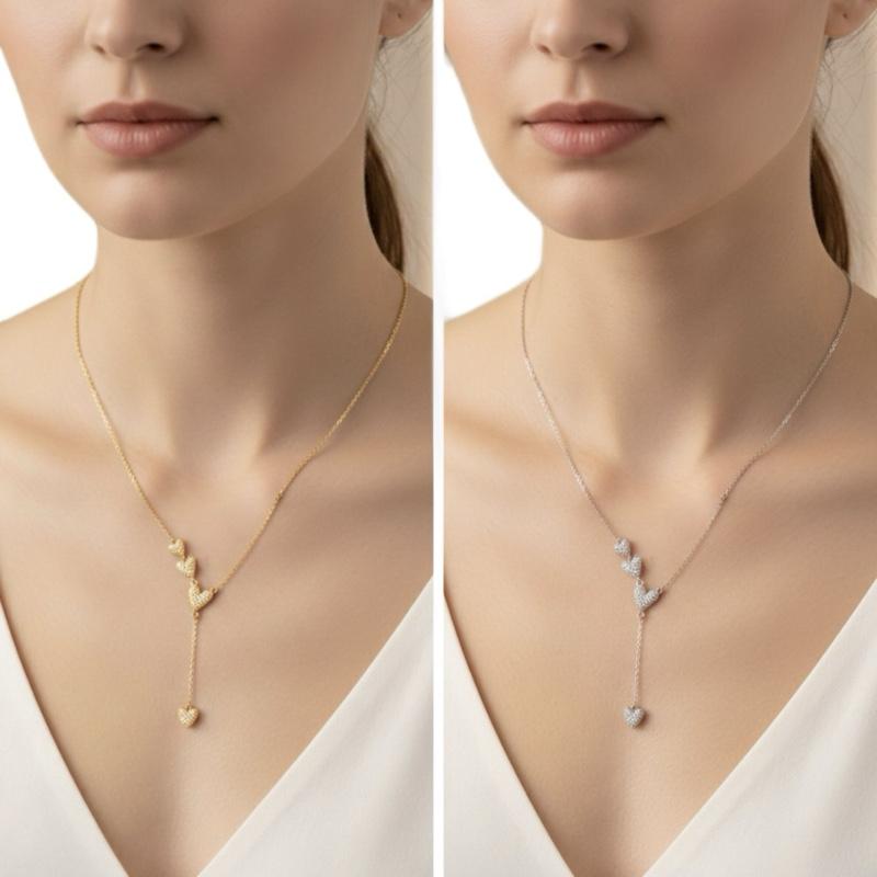 Collana Lovely in Acciaio Dorato e Argento con Pendente a Cuore Elegante e Versatile per Ogni Occasione