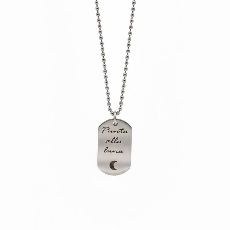 Collana Personalizzata Punta alla Luna in Acciaio Inossidabile con Design Luna Elegante e Durabile