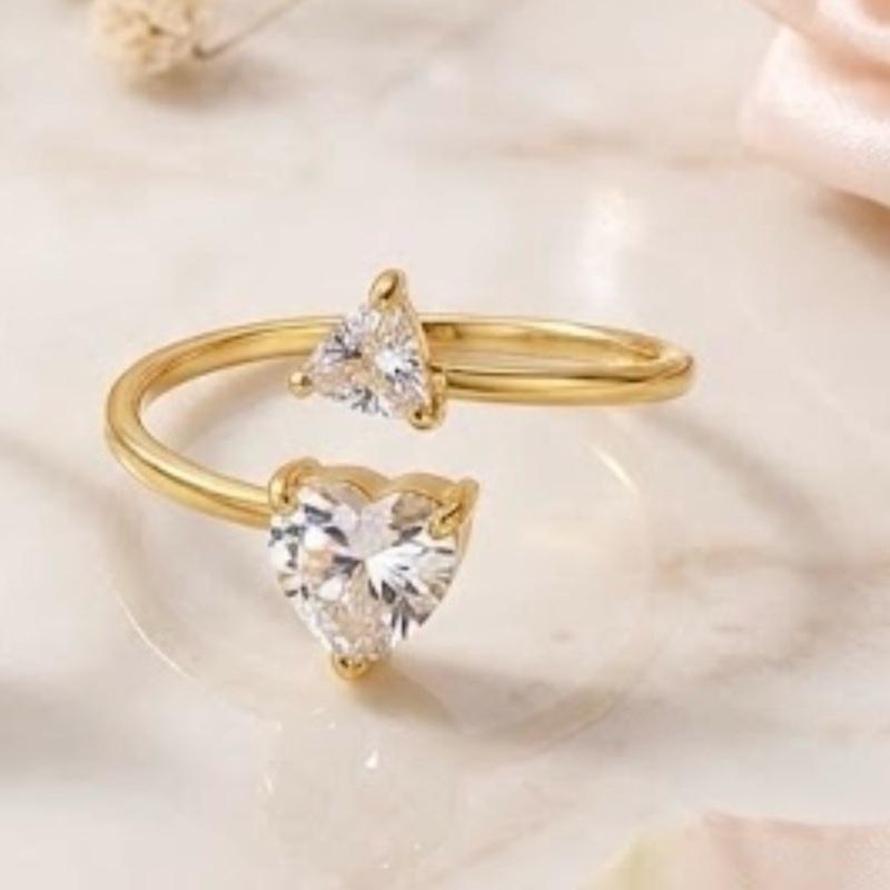Anello Romantic acciaio regolabile con cuore brillante per regali di fidanzamento e matrimonio