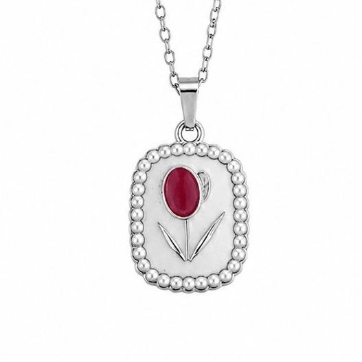 Collana Tuliperla in Acciaio Smaltato con Perle e Design Floreale Elegante per Donna