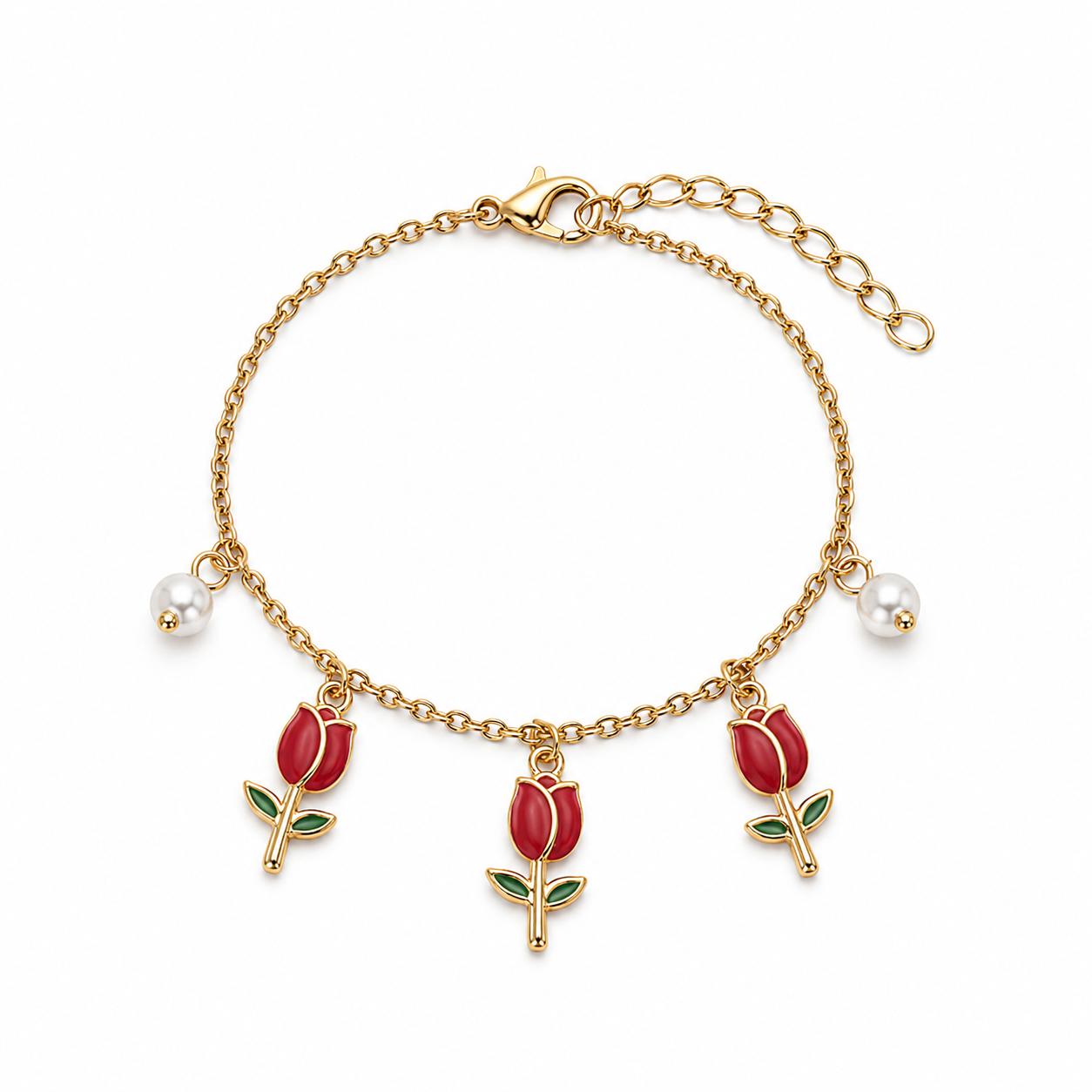 Bracciale Tulip con charm pendenti in acciaio