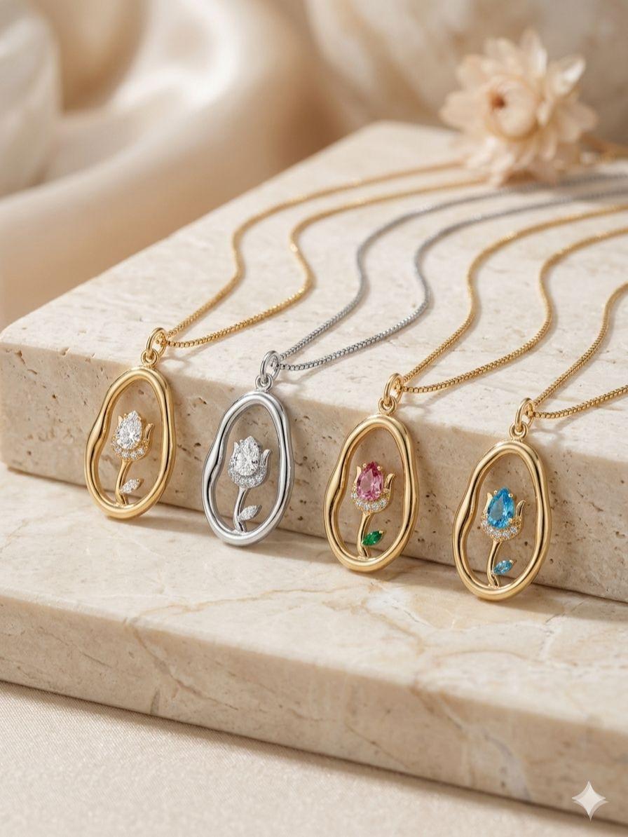 Collana Tulip: L’Eleganza Floreale Racchiusa in un Ovale