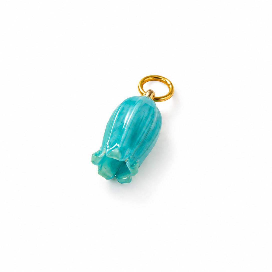 Charm bocciolo di Campanella vero fiore essiccato e resinato con base in acciaio perfetto per collane, orecchini, bracciali