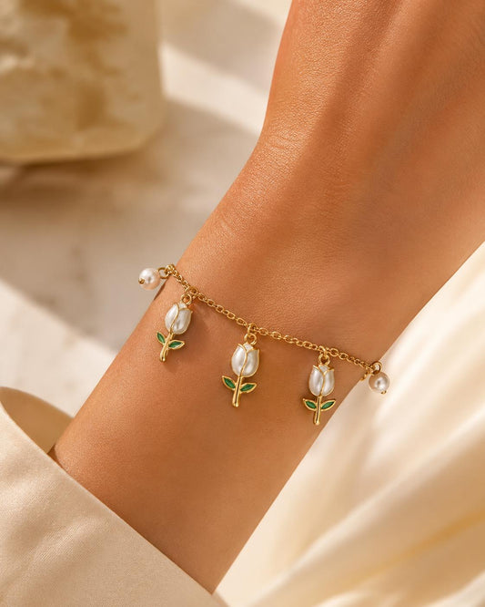 Bracciale Tulip con charm pendenti in acciaio
