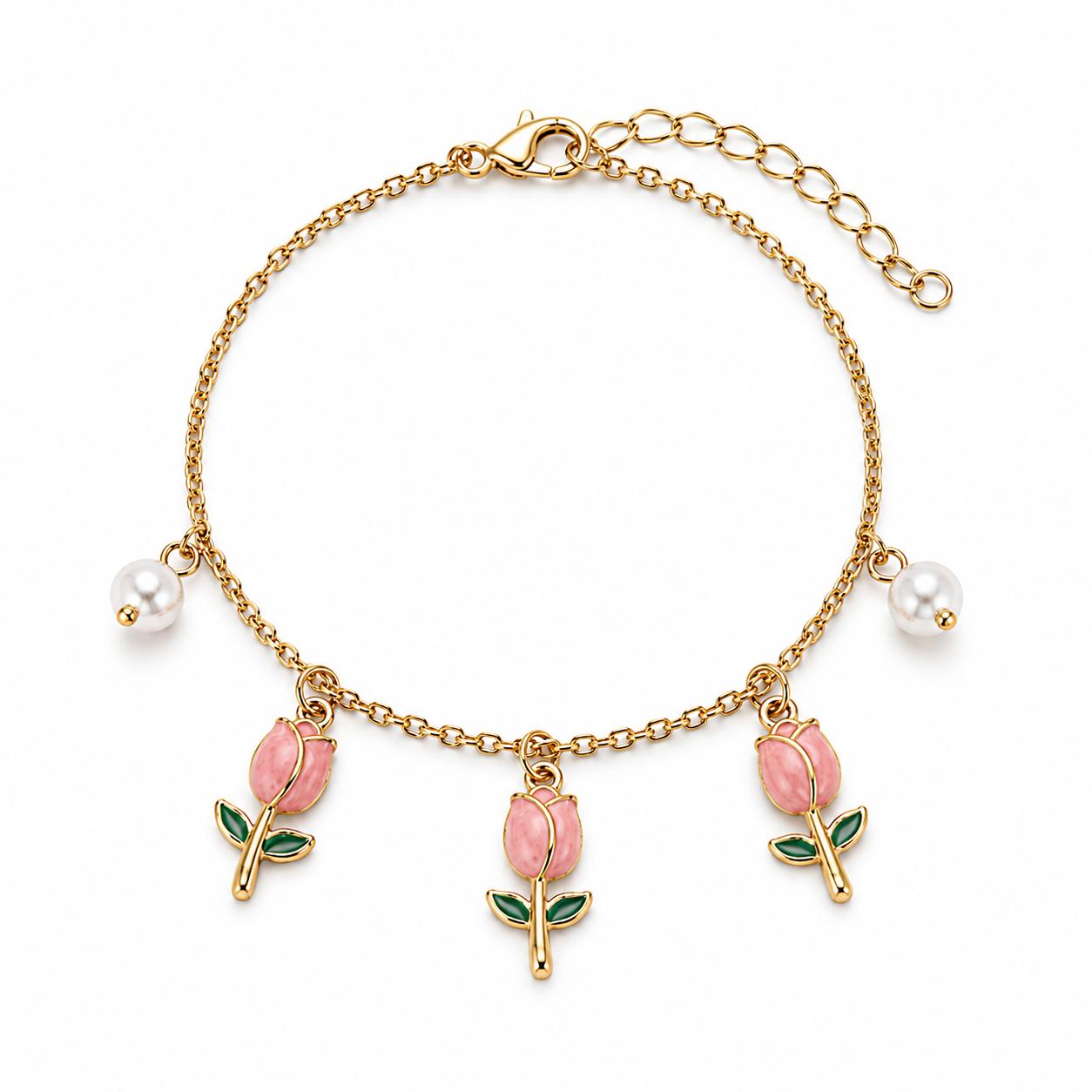 Bracciale Tulip con charm pendenti in acciaio