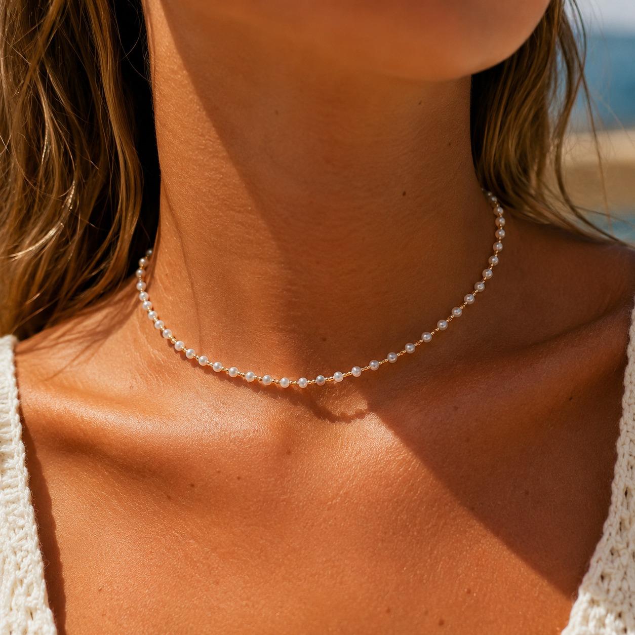 Collana Solea in acciaio e perline