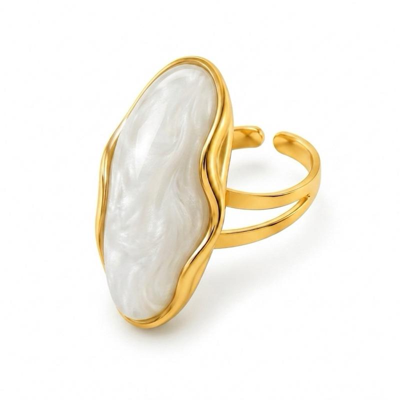 Anello Eterea in Acciaio e Pietra Regolabile Elegante e Versatile per Ogni Occasione