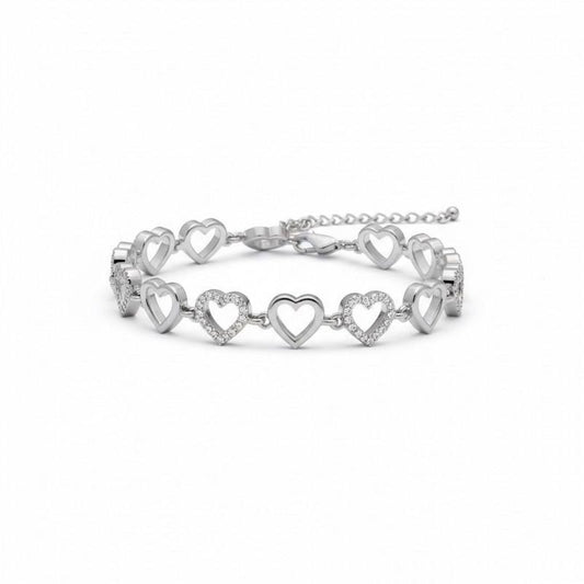 Bracciale COR A COR con Cuori Stilizzati e Zirconi Bianchi Elegante e Romantico per un Stile Femminile