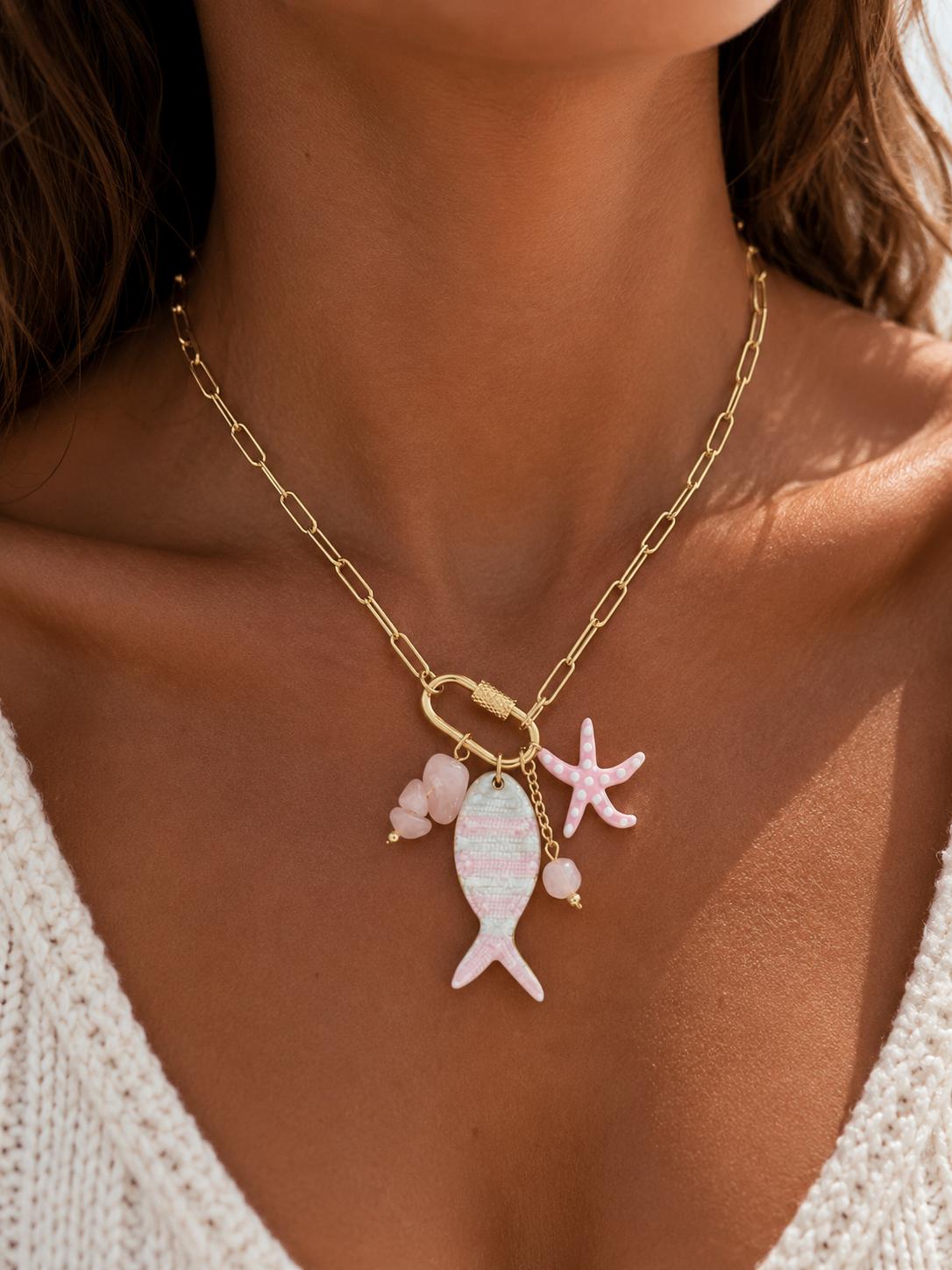 Collana Clori in acciaio con charms gia inclusi per un look di tendenza