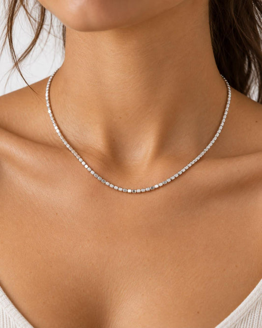 Collana Luccica in Acciaio 316L Smerigliata Effetto Luminoso Gold e Silver Waterproof Ipoallergenica Perfetta per Layering