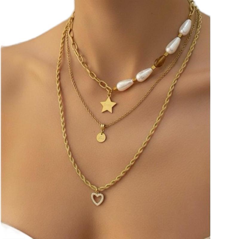Collana Layering "Brilla & Ama" in Acciaio Inox