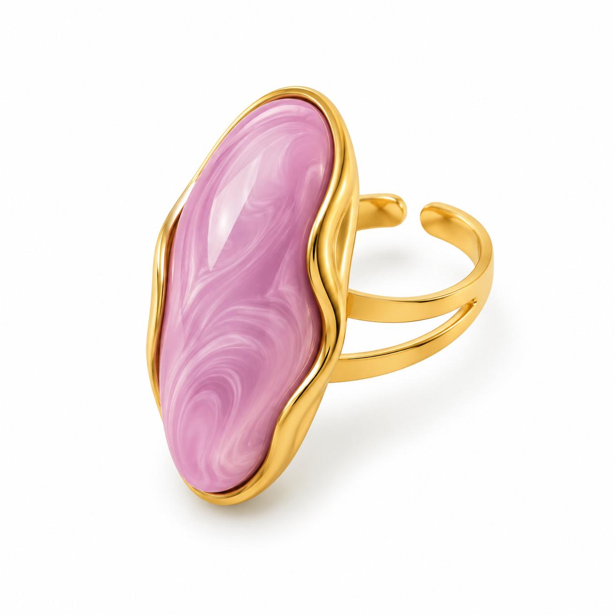 Anello Eterea in Acciaio e Pietra Regolabile Elegante e Versatile per Ogni Occasione