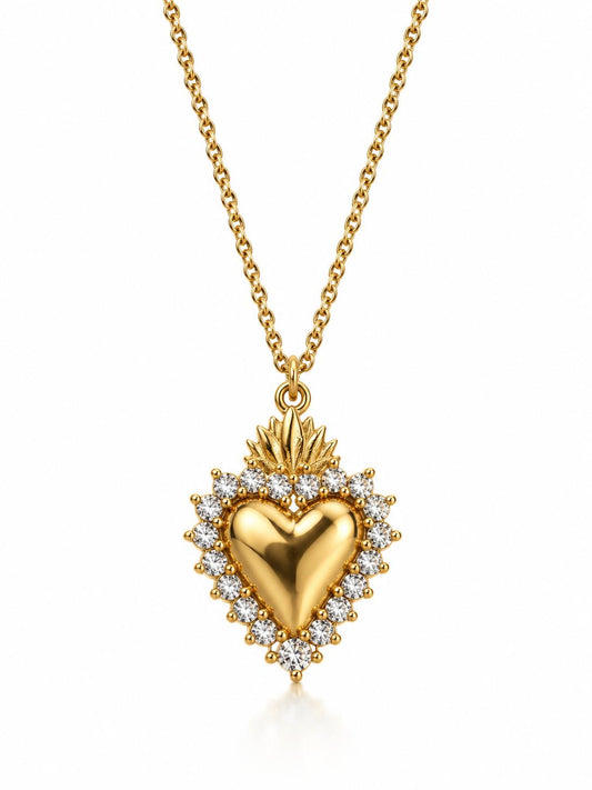 Collana Cuore Sacro acciaio e zirconi accessorize collanees tive