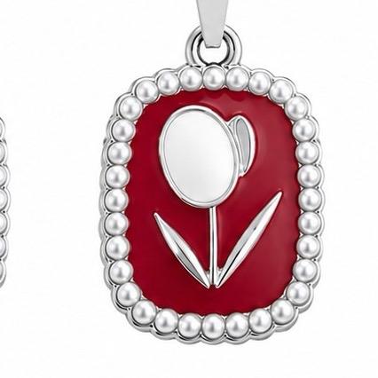 Collana Tuliperla in Acciaio Smaltato con Perle e Design Floreale Elegante per Donna