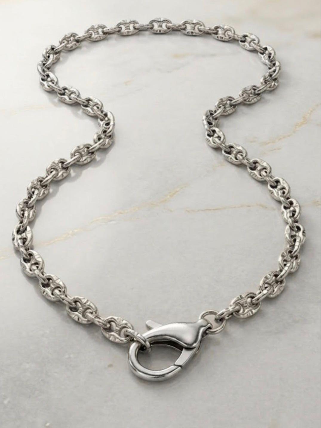 Collana Arianna in Acciaio Inossidabile con Chiusura Anteriore Versatile da Indossare da Sola con Charm Intercambiabili Oro Caldo e Argento Brillante