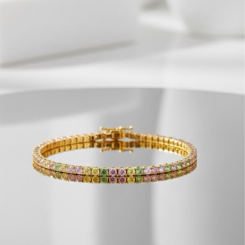 Bracciale Tennis in Acciaio Raffinato e Luminoso Classico Intramontabile con 4 Varianti di Colore per Adattarsi a Ogni Stile