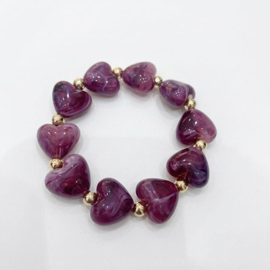 Bracciale Candy Heart elastico cuori i resina