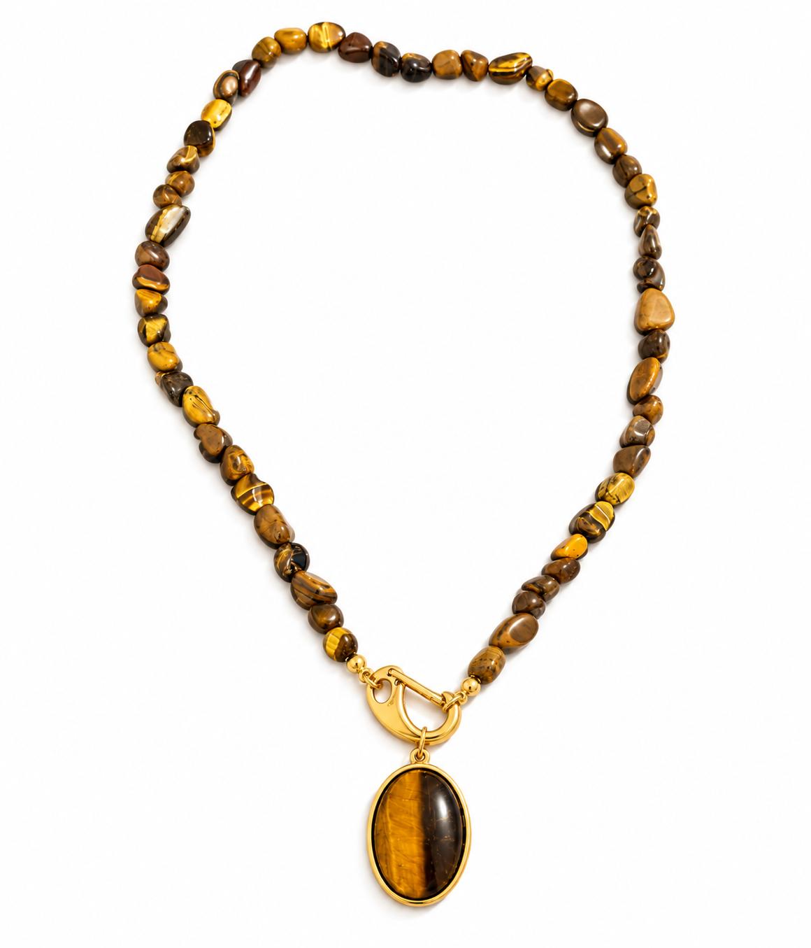 Collana Occhio di Tigre acciaio 316 L e pietre