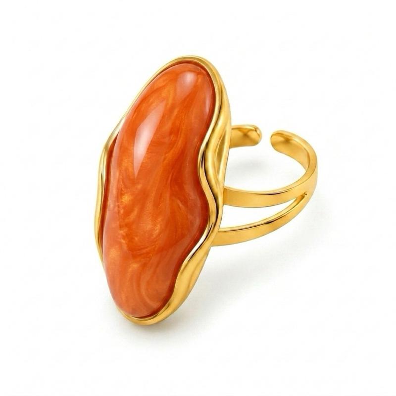 Anello Eterea in Acciaio e Pietra Regolabile Elegante e Versatile per Ogni Occasione