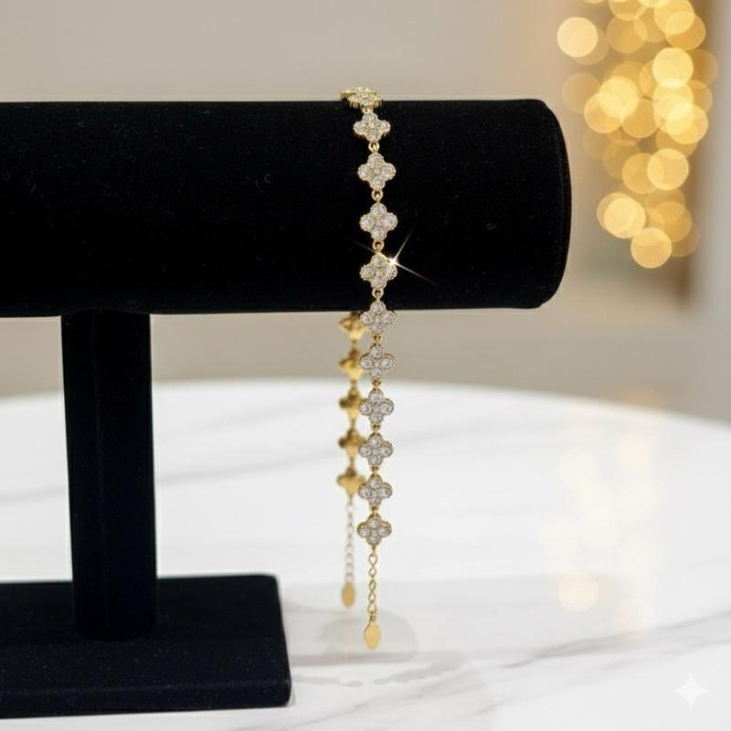 Bracciale BLOOM in Argento o Dorato con Fiori Scintillanti e Zirconi Luminosi Multicolor Vivace e Bianco Brillante Eleganza e Freschezza