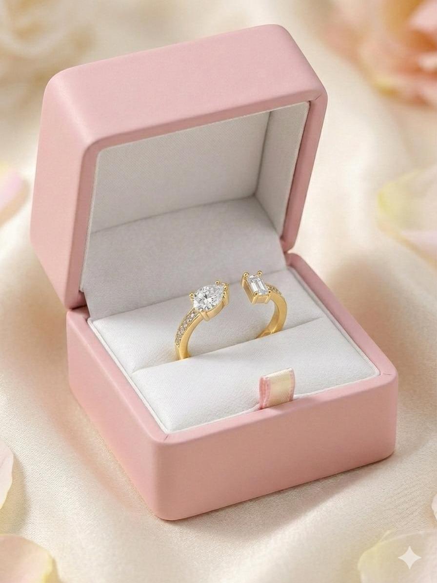 Anello Duo Open Acciaio con Doppio Design Elegante e Moderno per Donna