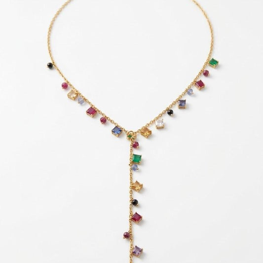 Collana Prisma pendente in acciaio e cristalli