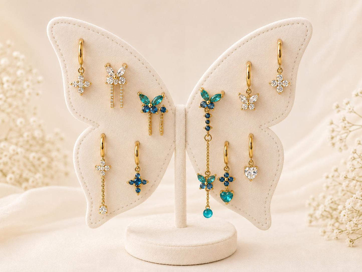 Set 6 orecchini Butterfly in acciaio 316 L