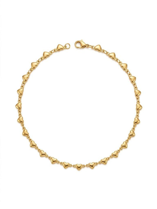 Collana cuoricini dorati in acciaio