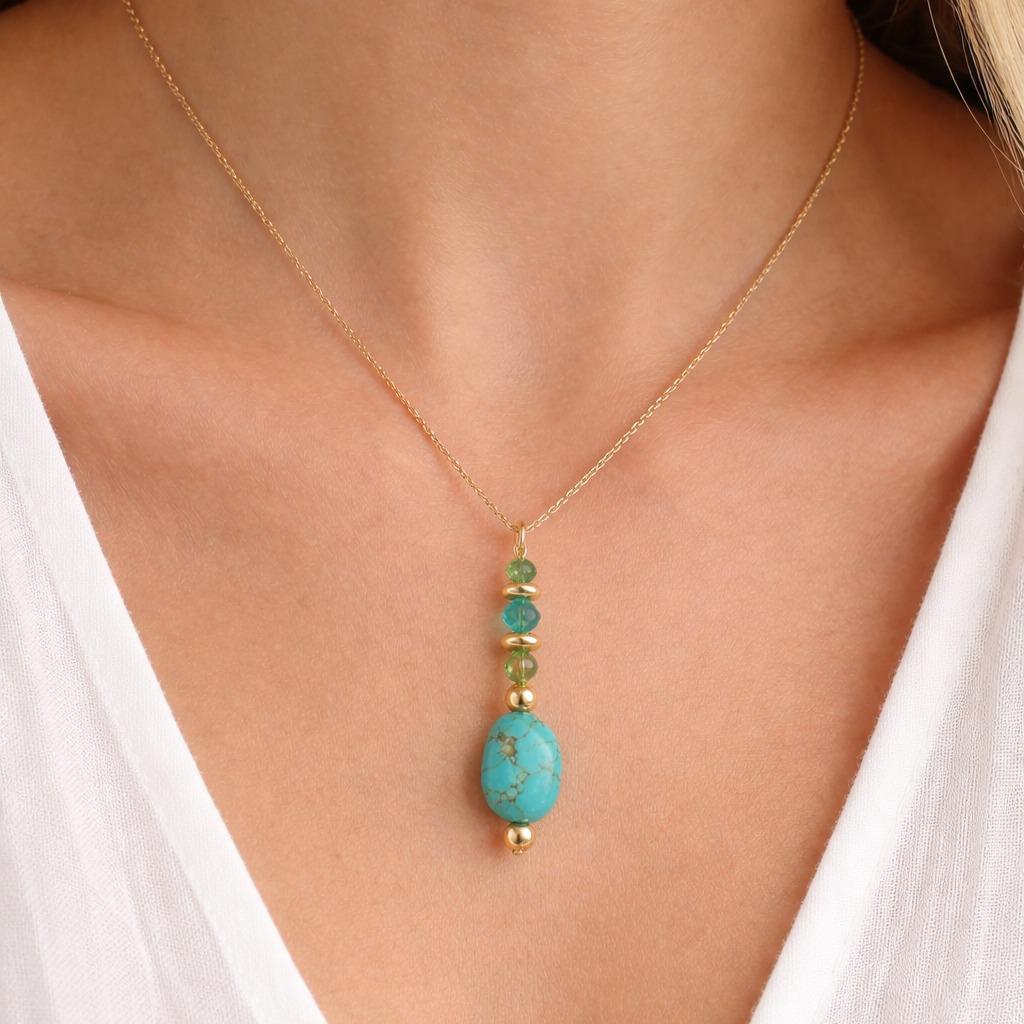 Collana Andromeda in Acciao, pietre e Cristalli Fatta a mano da noi
