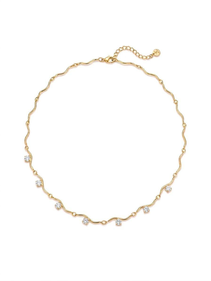 Collana Iris in acciaio inossidabile e zirconi versatile diventa anche chocker
