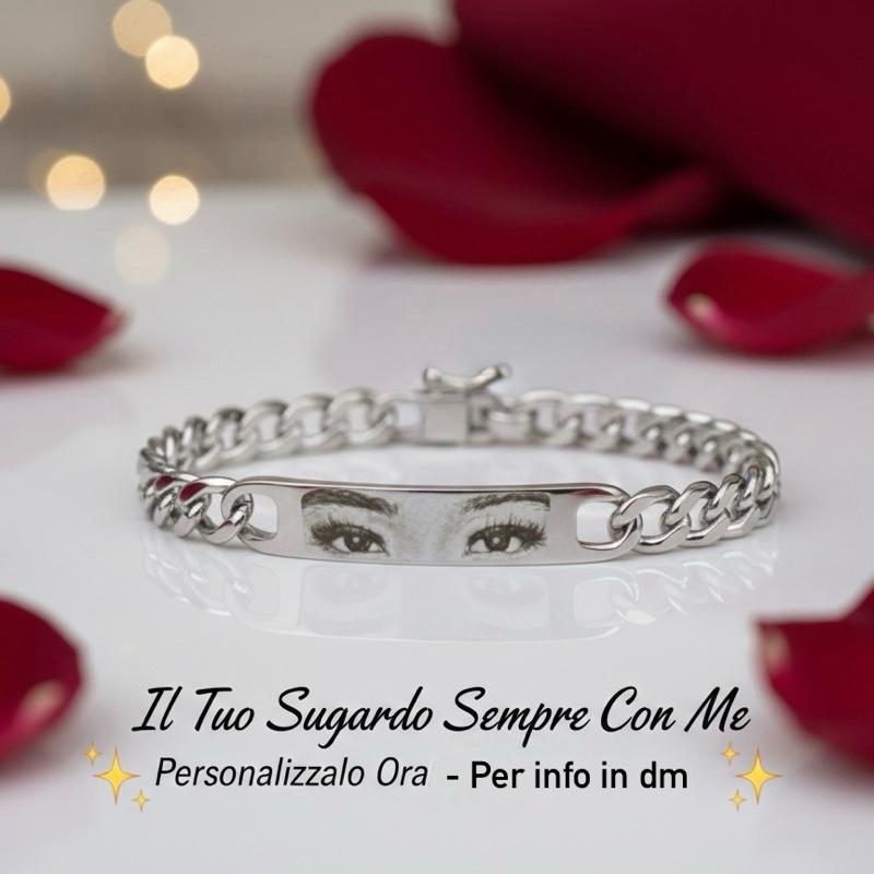Bracciale in Acciaio Inox Personalizzabile con Foto Design Unico Catena Robusta Stile Moderno Elegante per Uomo e Donna
