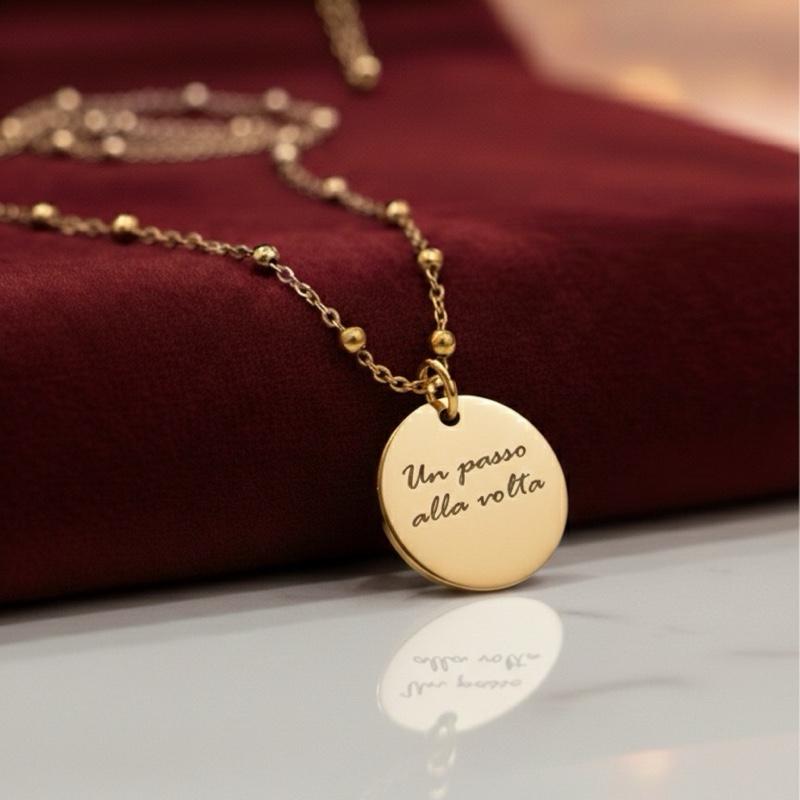 Collana Personalizzabile in Acciaio Inossidabile con Ciondolo da Incidere. Incisione Unisex
