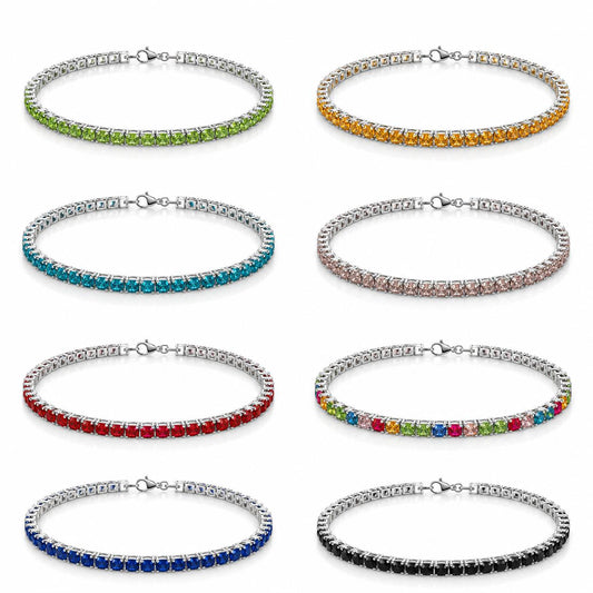 Bracciale tennis pastel in acciaio e strass