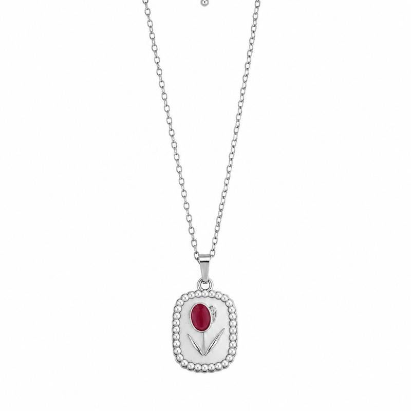 Collana Tuliperla in Acciaio Smaltato con Perle e Design Floreale Elegante per Donna