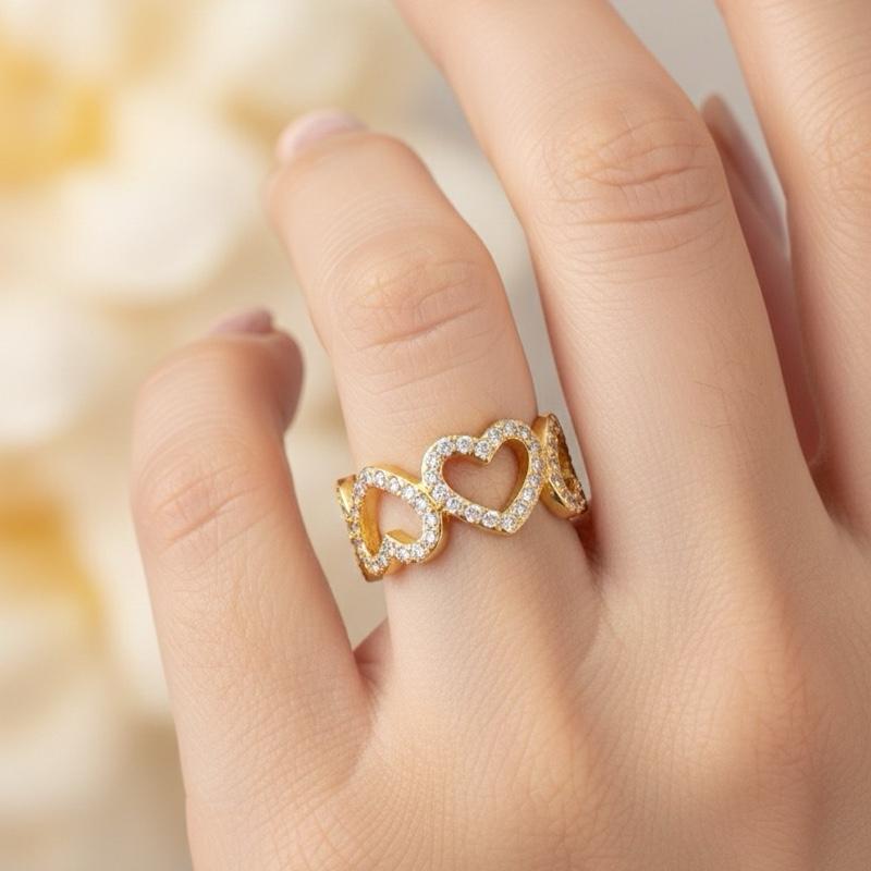 Anello Cor a Cor in Acciaio Inossidabile con Zirconi Cubici Regolabile Elegante e Versatile per Stile Quotidiano