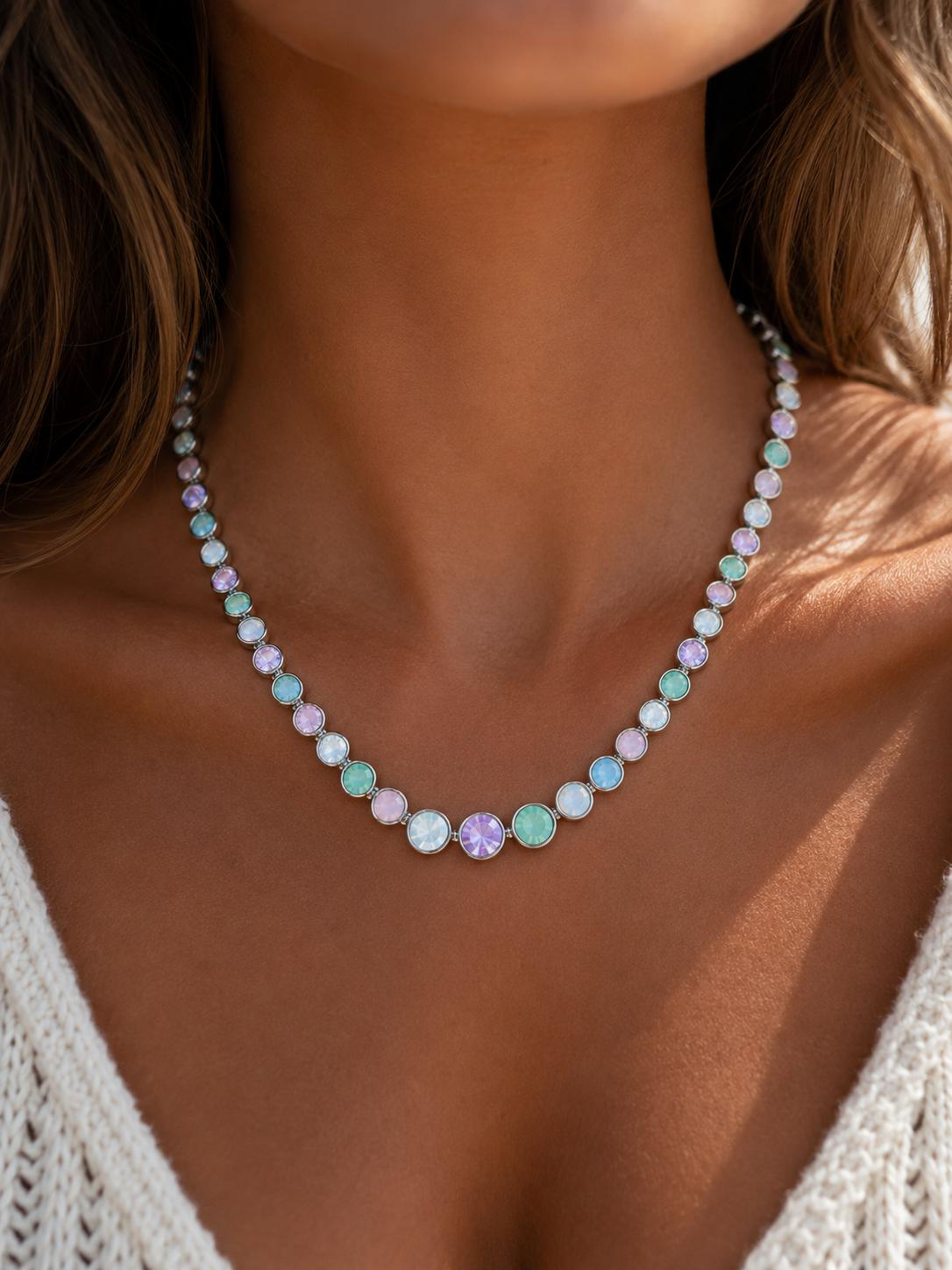 Collana Gemma Pastel in acciaio inossidabile e strass
