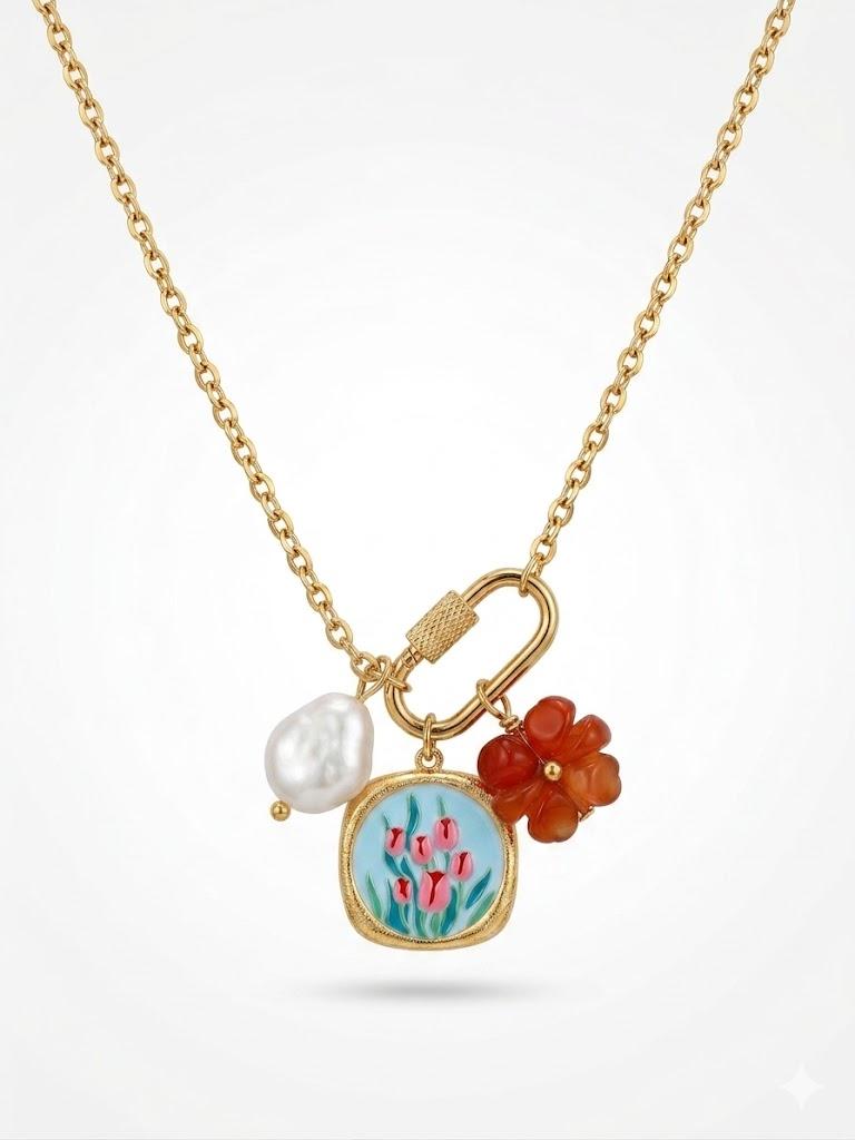 Collana Clori in acciaio con charms gia inclusi per un look di tendenza