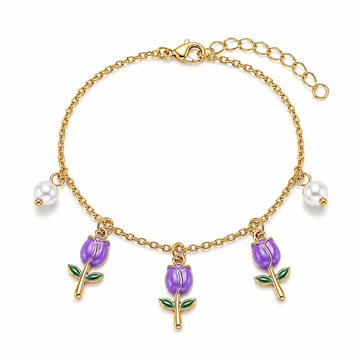 Bracciale Tulip con charm pendenti in acciaio