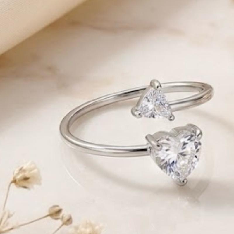Anello Romantic acciaio regolabile con cuore brillante per regali di fidanzamento e matrimonio