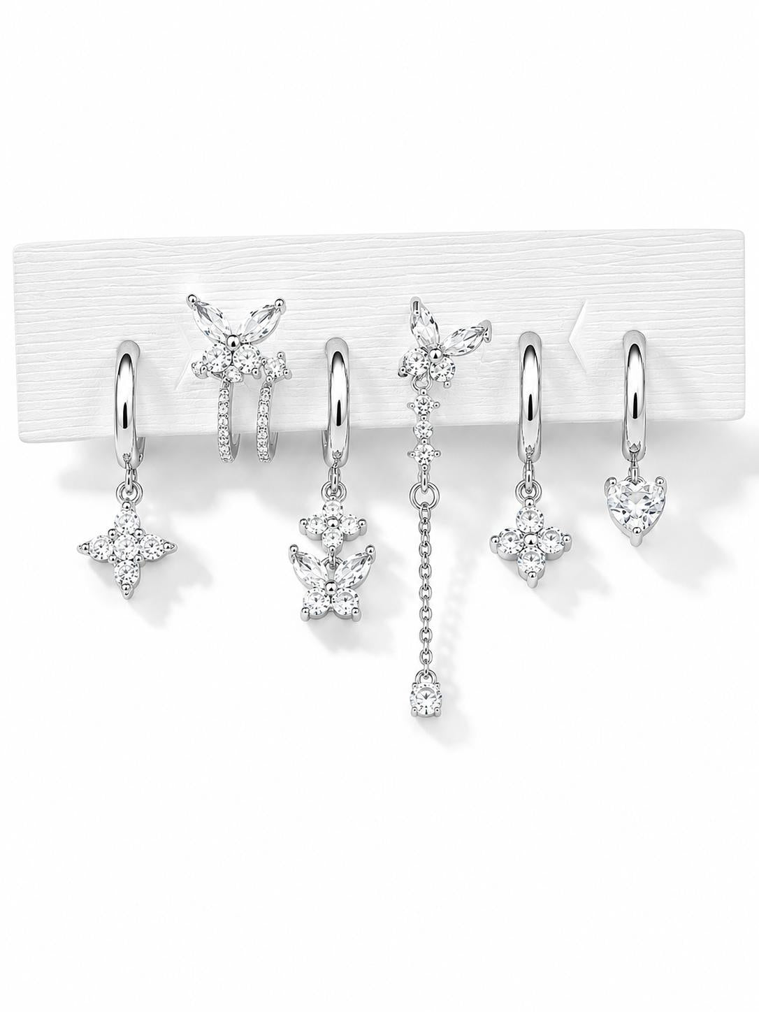 Set 6 orecchini Butterfly in acciaio 316 L