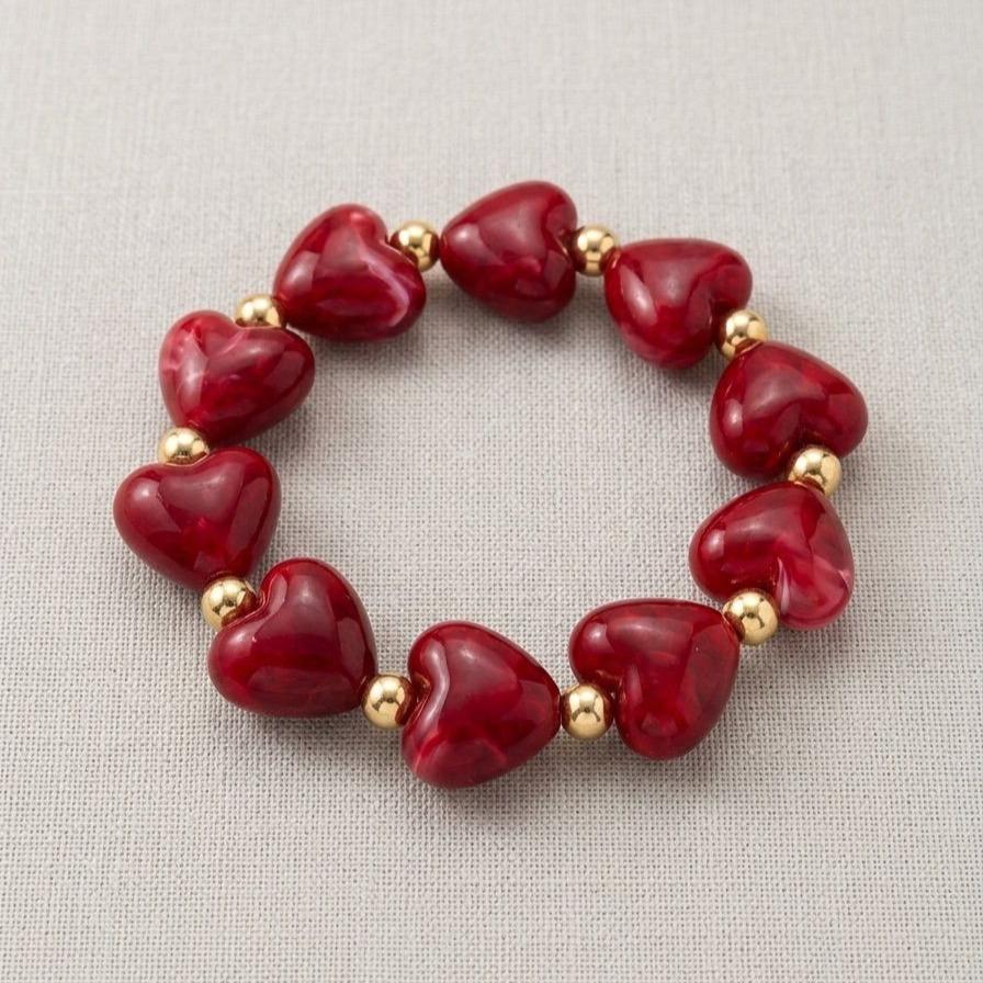 Bracciale Candy Heart elastico cuori i resina