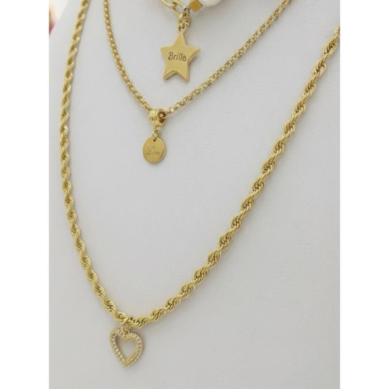 Collana Layering "Brilla & Ama" in Acciaio Inox