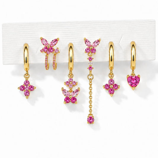 Set 6 orecchini Butterfly in acciaio 316 L