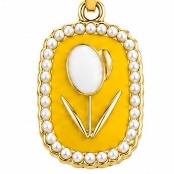 Collana Tuliperla in Acciaio Smaltato con Perle e Design Floreale Elegante per Donna