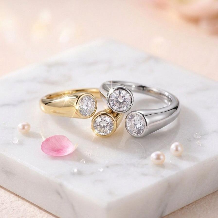Anello Aurora in acciaio inossidabile e zirconi