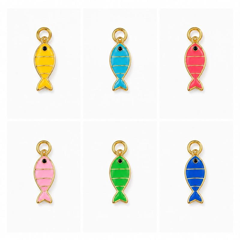 Fish Charm in Colori Vivaci in Acciaio per Collane e Bracciali Accessorio Moda per Gioielli