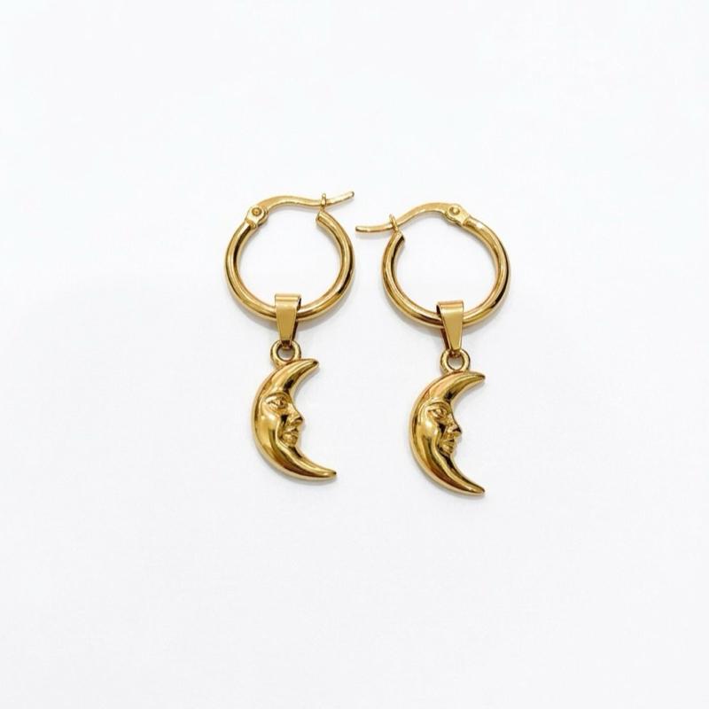 Milù Orecchini Milu' Acciaio Inossidabile Design Iconico Luna Crescente Doppia Finitura Gold e Silver Versatili e Anallergici