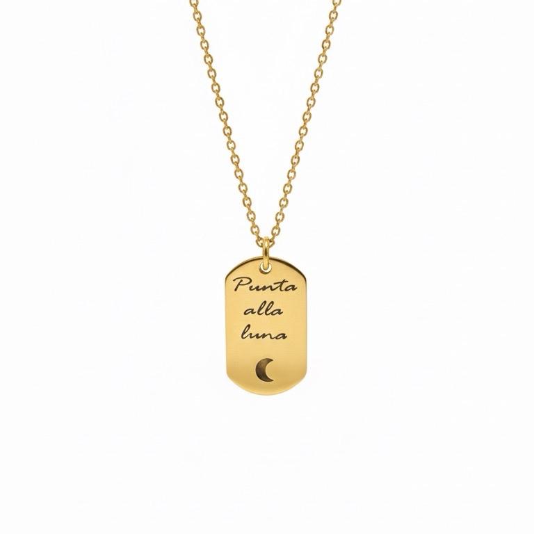 Collana Personalizzata Punta alla Luna in Acciaio Inossidabile con Design Luna Elegante e Durabile